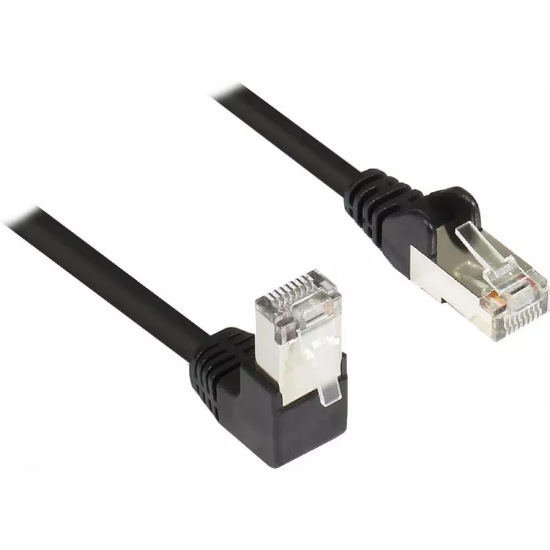 GoodConnections Cat. 5e F/UTP patchkabel, 2m, zwart, 90° naar recht RJ45 805S-020EWI