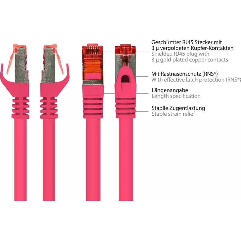 GoodConnections Alcasa 40m Cat6 S/FTP netwerk-patchkabel RJ-45 stekker naar stekker magenta 8060-400M