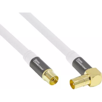 Good Connections GC-M2070 SmartFLEX TV-haakse antennekabel - 30 m - IEC coaxiale stekker gehoekt naar bus - viervoudig afgeschermd 120dB 75 Ohm - vergulde aansluitingen - wit
