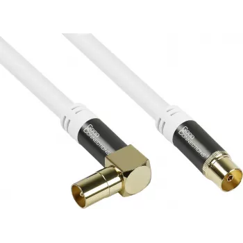 Good Connections GC-M2070 SmartFLEX TV-haakse antennekabel - 30 m - IEC coaxiale stekker gehoekt naar bus - viervoudig afgeschermd 120dB 75 Ohm - vergulde aansluitingen - wit