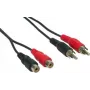 GoodConnections 5m RCA audio-verlengkabel, 2x RCA stekker naar 2x RCA bus, stereo, zwart AS-5CV2