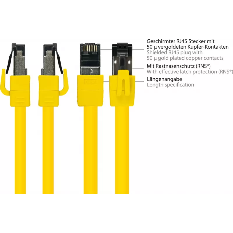 GoodConnections Alcasa Cat8.1 S/FTP ethernet patchkabel, RJ45, geel, 1,5 m 8080-015Y