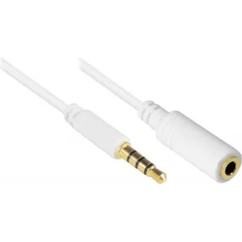 GoodConnections AS-35V4W2 3,5mm 4-polige audio-verlengkabel, stekker naar bus, wit, 2m