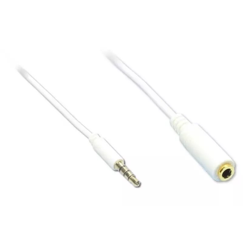 GoodConnections AS-35V4W2 3,5mm 4-polige audio-verlengkabel, stekker naar bus, wit, 2m