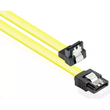 GoodConnections SATA 6 Gb/s kabel met metalen klem, haaks, 0,50 m, geel 5047-AW05Y