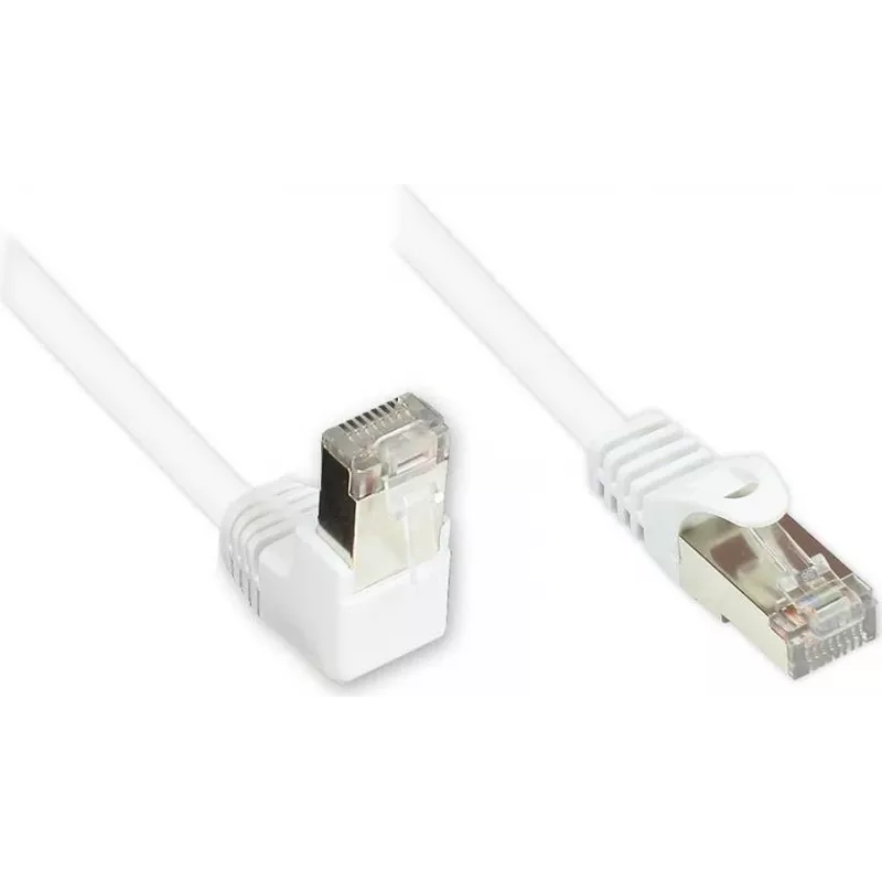 GoodConnections Cat.5e F/UTP patchkabel, 1x 90° RJ45 (top latch) naar 1x recht, wit, 5m 805W-050EWI