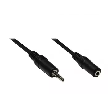 GoodConnections 3,5mm audio-verlengkabel, stekker naar bus, 3-polig, zwart, 2,5m AS-35V25