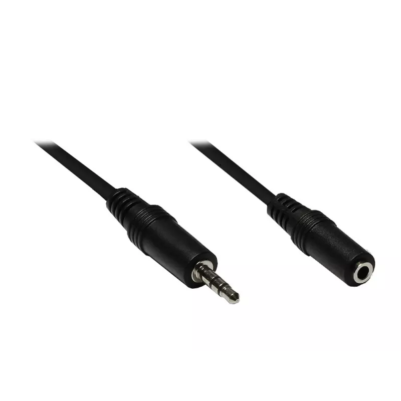 GoodConnections 3,5mm audio-verlengkabel, stekker naar bus, 3-polig, zwart, 2,5m AS-35V25