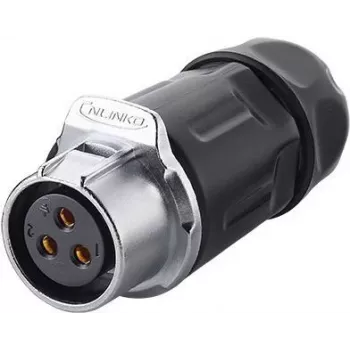 GoodConnections S1 Power 3-polige bus inbouw ronde stekkerverbinder, M20 schroefdraad, soldeeraansluitingen, IP67, 16A/250V IC01-20P302