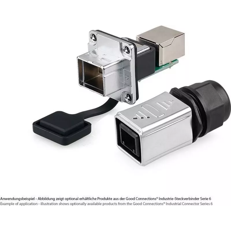 GoodConnections Alcasa IC06-R302 industriële RJ45-koppeling, IP65/IP67, grijs, zinkbehuizing, -40 tot 80°C