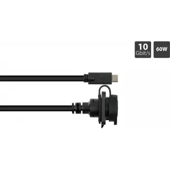 GoodConnections S1 industriële USB-C-kabel, USB 3.2 Gen 2, 10 Gbps, M16-inbouw, IP65/67, 1 m, zwart (IC01-16U3102-010)