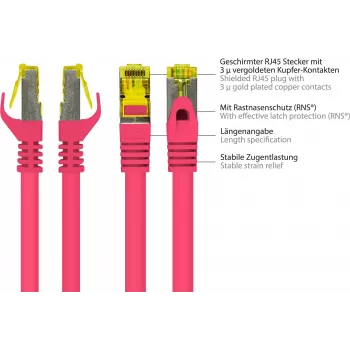 Good Connections Cat.7 S/FTP-patchkabel, RJ45, 40 m, magenta, LSZH, 600 MHz, snagless 8070R-400M