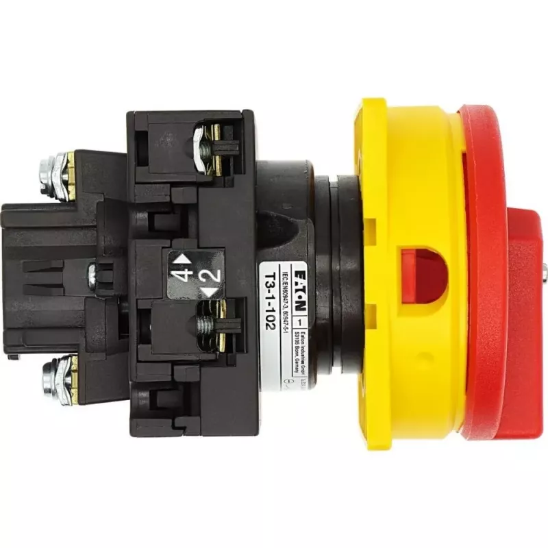Eaton T3-1-102/EA/SVB nokkenschakelaar, 3-polig, 32 A, afsluitbaar, geel/rood