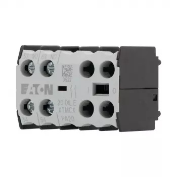 Eaton 20DILE hulpcontactblok, 2-polig, 1NO+1NC, zijdelingse montage, schroefklemmen, IP20, zwart/wit 010208