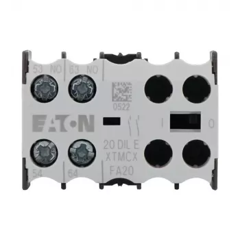 Eaton 20DILE hulpcontactblok, 2-polig, 1NO+1NC, zijdelingse montage, schroefklemmen, IP20, zwart/wit 010208