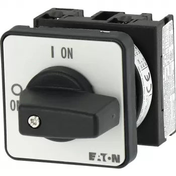Eaton T0-1-102/E 2-polige aan-uit-tuimelschakelaar, 20A, IP65 front, zwarte greep met witte legendaplaat 088709