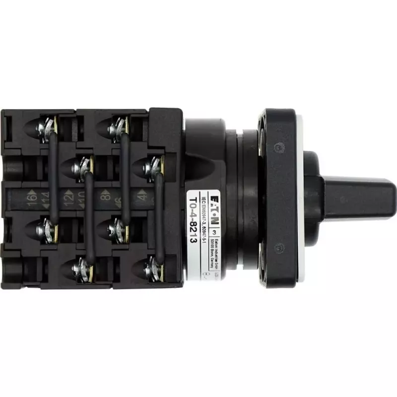 Eaton T0-4-8213/E 4-polige nokkenschakelaar 20A 690V IP65 zwarte draaigreep 031726