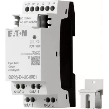 Eaton easyE4 besturingsrelais EASY-E4-UC-8RE1, 8 ingangen, 4 relaisuitgangen, 12/24 V DC, 24 V AC, Ethernet, DIN-rail