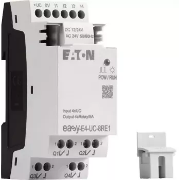 Eaton easyE4 besturingsrelais EASY-E4-UC-8RE1, 8 ingangen, 4 relaisuitgangen, 12/24 V DC, 24 V AC, Ethernet, DIN-rail