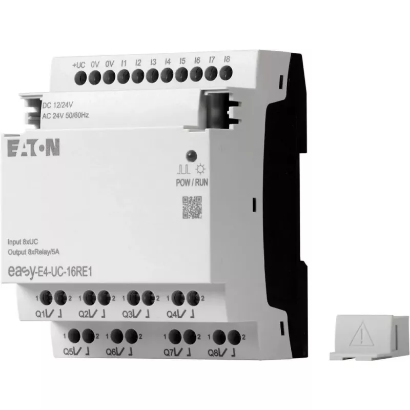Eaton EASY-E4-UC-16RE1 easyE4 besturingsrelais, 8 DI, 4 AI, 8 relaisuitgangen, Ethernet, LCD, DIN-rail
