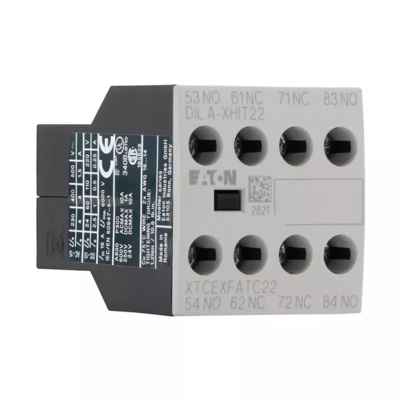 Eaton DILA-XHIT22 hulpcontactblok, 2NO+2NC, frontmontage, schroefklemmen, zwart/wit 101044