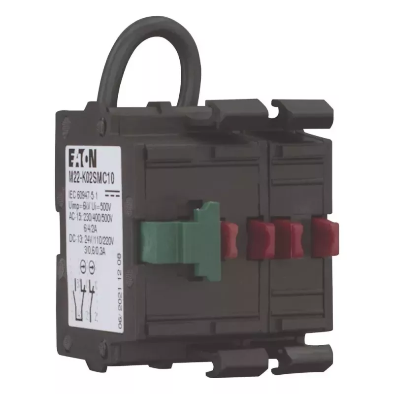 Eaton M22-K02SMC10 vermogensrelais, 2 NC, frontmontage, schroefklemmen, zwart 121474