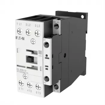 Eaton DILM38-10(RDC24) 3-polige vermogensschakelaar, 38 A AC-3, 24 V DC spoel, 1 NO hulpcontact 112442