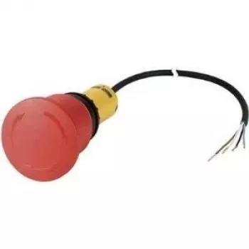 Eaton C22 noodstop-drukknop, 24 V AC/DC, 4 A, 2 NC, ontgrendeling door draaien, IP69K, rode paddenstoelkop, gele kraag, 45 mm 185155