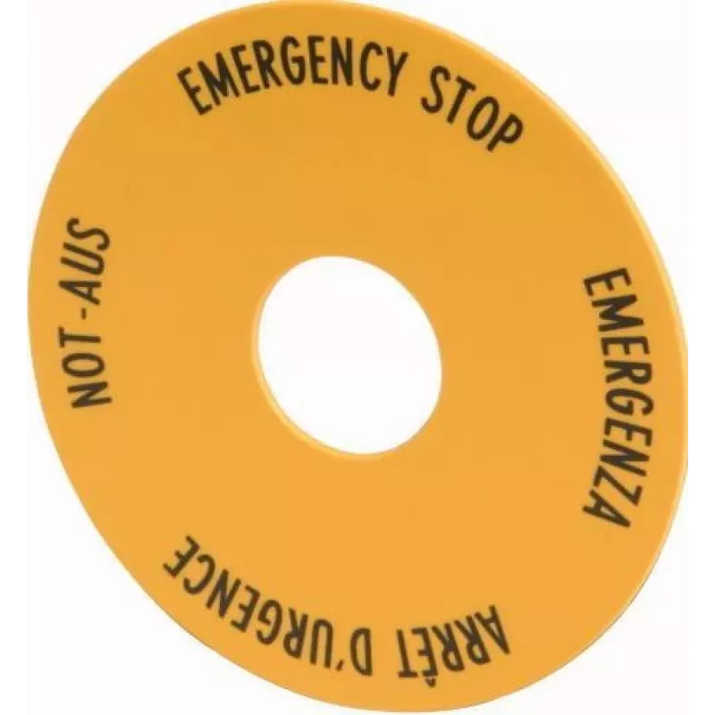 Eaton M22-XAK1 noodstop-schild, geel, 90 mm, IP66 216465