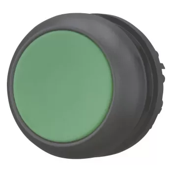 Eaton M22S-D-G drukknop-bediening, vlak, impulsschakelend, groene knop, zwarte kunststof kraag, 22,5 mm, IP66/IP67/IP69 216597