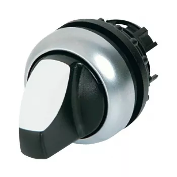 Eaton M22-WLK3-W keuzeschakelaar-aandrijving, 3 posities, vergrendelend, witte draaiknop, titanium blende, 22,5 mm 216833