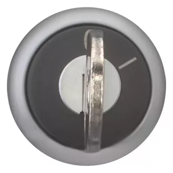 Eaton M22-WRS-A1 sleutelschakelaar, 2 standen, vergrendelend, zwarte bediening, zilveren titanium frontring, 22,5 mm montage, IP66/IP67/IP69K 229092