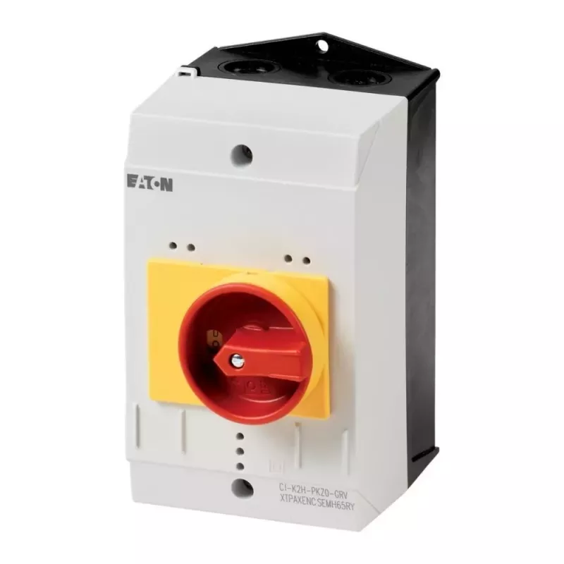 Eaton CI-K2 lege behuizing met noodstop-schakelaar, 160 x 100 x 130 mm, grijs/rood/geel 219655