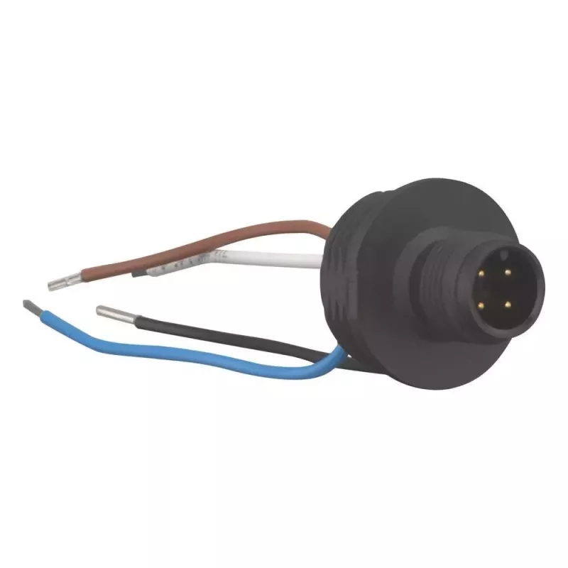 EATON M12 A-gecodeerde 4-polige rechte connector, schroefaansluiting, IP65/IP67, 230V/4A, PBT-behuizing, goudcontacten, kabel 4-6mm 266135