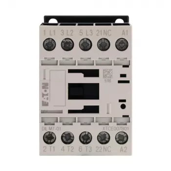 Eaton DILM7-01 magneetschakelaar, 3-polig, 7 A, 230 V AC 50 Hz / 240 V AC 60 Hz spoel, 1 NC hulpcontact 276585