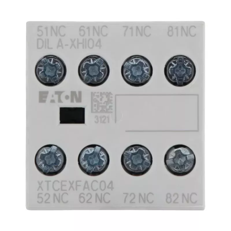 Eaton DILA-XHI04 hulpcontactblok, 4-polig, 2NO+2NC, frontmontage, schroefklemmen, zwart/wit 276424