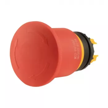 Eaton M22-PVT45P noodstop-drukknop, paddenkop, 45 mm, rode drukknop, gele rand, trekontgrendeling 121462