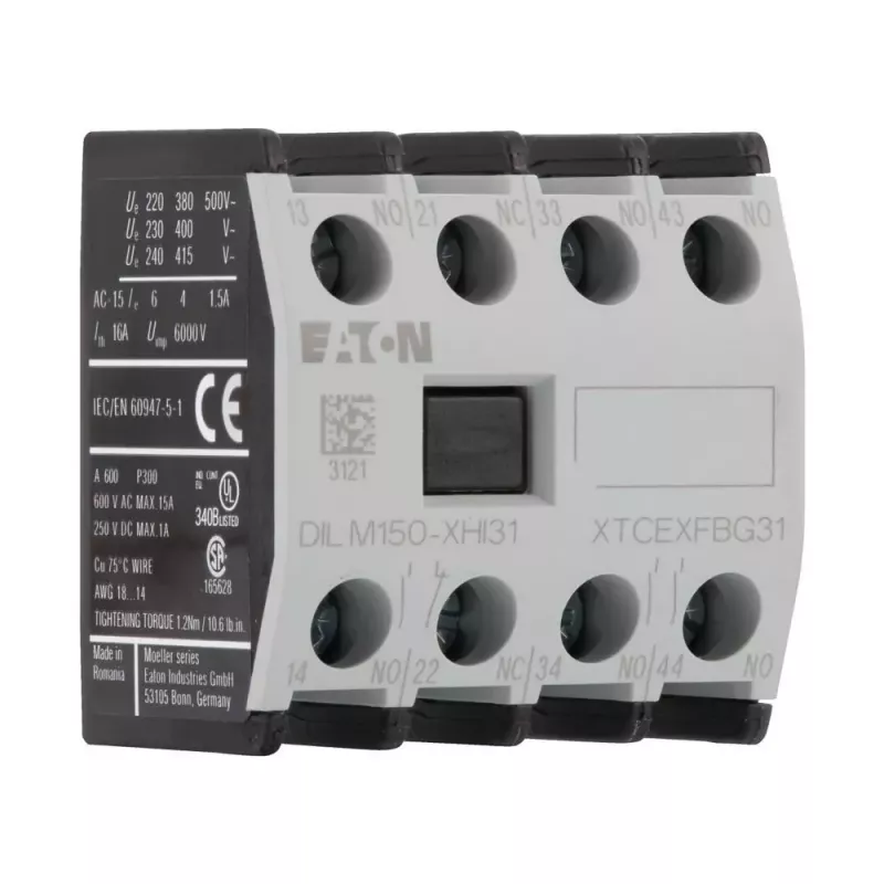 Eaton DILM150-XHI31 hulpcontactblok, 3NO+1NC, frontmontage, schroefklemmen 277949