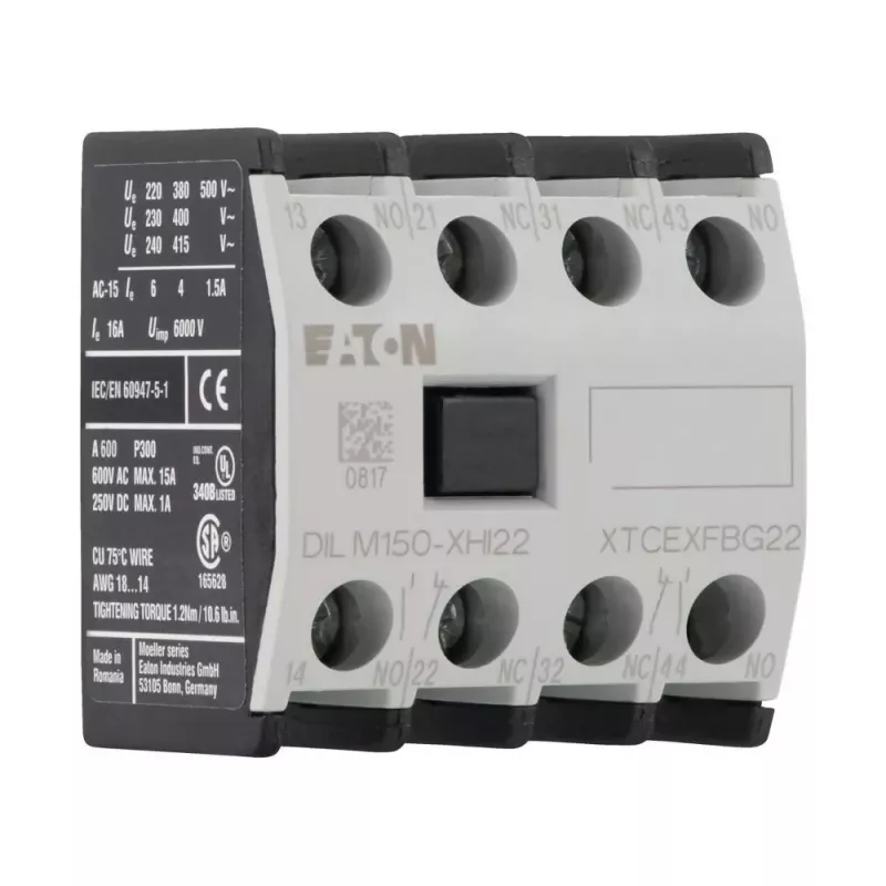 Eaton DILM150-XHI22 hulpcontactblok, 2NO+2NC, frontmontage, schroefklemmen 277950