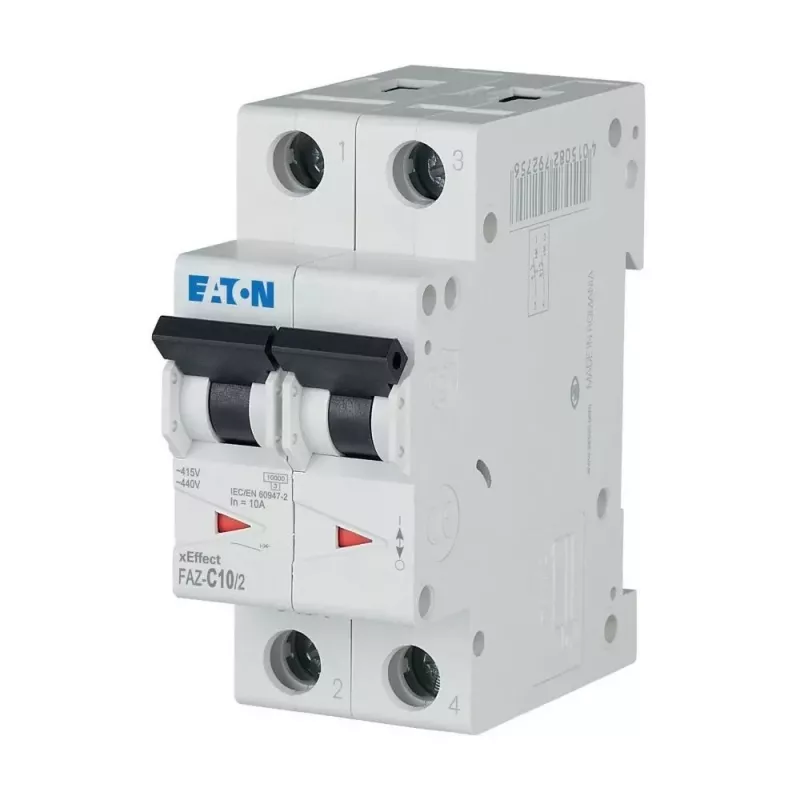 Eaton FAZ-C10/2 installatieautomaat (MCB), 10 A, 2-polig, type C, 400 V AC, 10 kA 278756