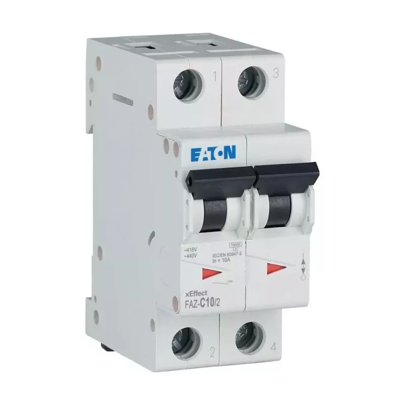 Eaton FAZ-C10/2 installatieautomaat (MCB), 10 A, 2-polig, type C, 400 V AC, 10 kA 278756