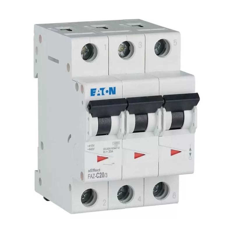 Eaton FAZ-C20/3 installatieautomaat, 3-polig, 20 A, type C, 10 kA 278874
