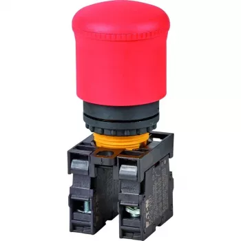Eaton M22-PV/K11 drukknop, 1 NO + 1 NC, vlakke bediening, zwart, 22,5 mm montage, schroefklemmen 216516-RD