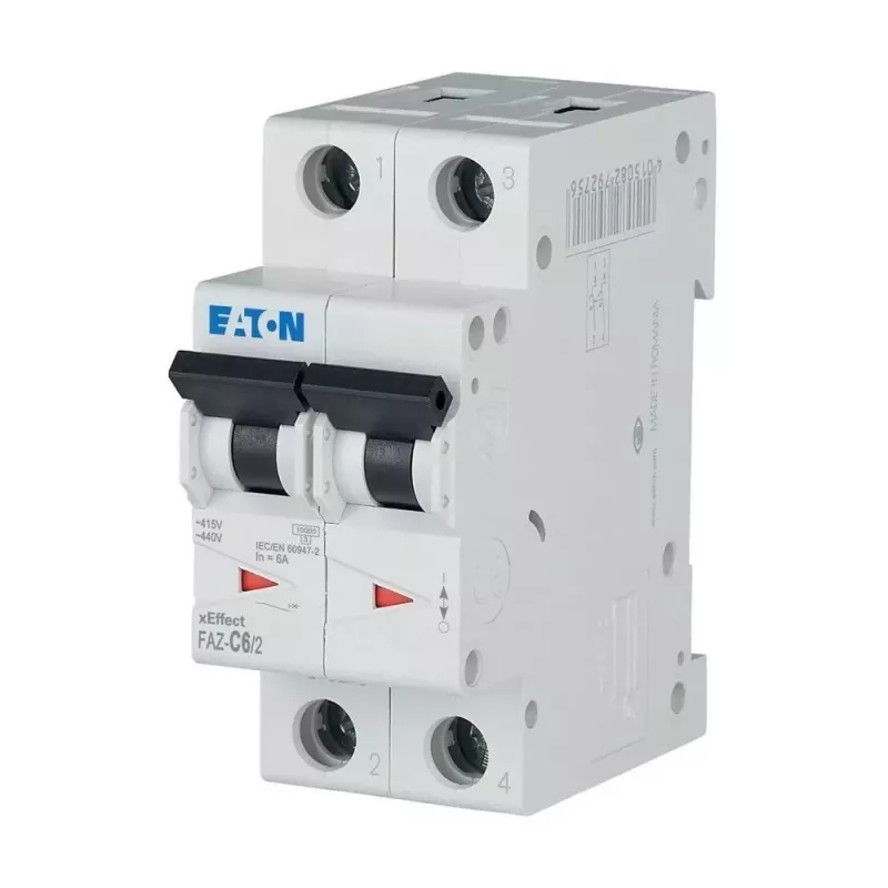 Eaton FAZ-C6/2 installatieautomaat (MCB), 6 A, 2-polig, type C, 10 kA, 230/400 V AC 278754