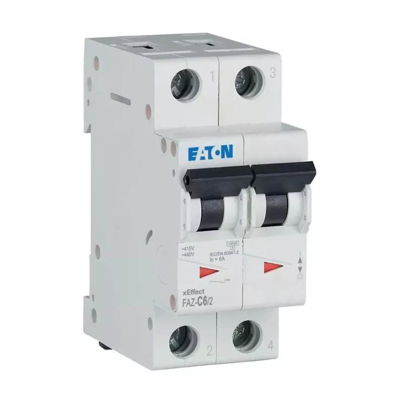 Eaton FAZ-C6/2 installatieautomaat (MCB), 6 A, 2-polig, type C, 10 kA, 230/400 V AC 278754