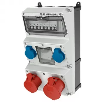 MENNEKES AMAXX contactdozencombinatie, IP44, 32 A, 400 V, 2x CEE + 2x Schuko, aardlekschakelaar 930080