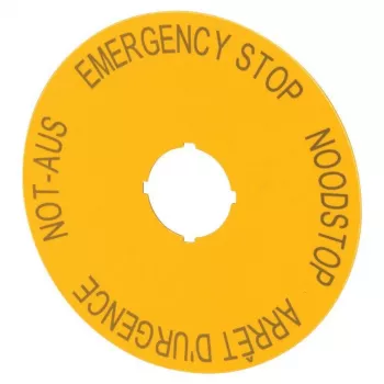 Eaton M22-XAK3 noodstop bord, geel, NOT-AUS, 90 mm 216467