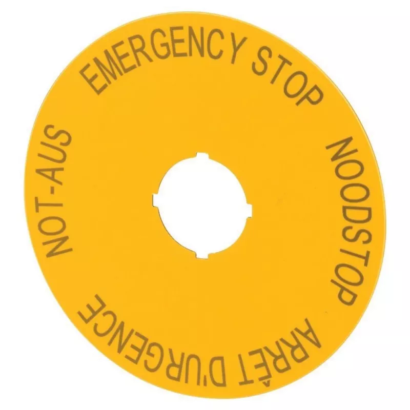 Eaton M22-XAK3 noodstop bord, geel, NOT-AUS, 90 mm 216467