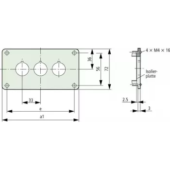 Eaton M22-E3Q aluminium behuizing voor bedieningsstation, grijs, 3 uitsparingen, IP65 216544