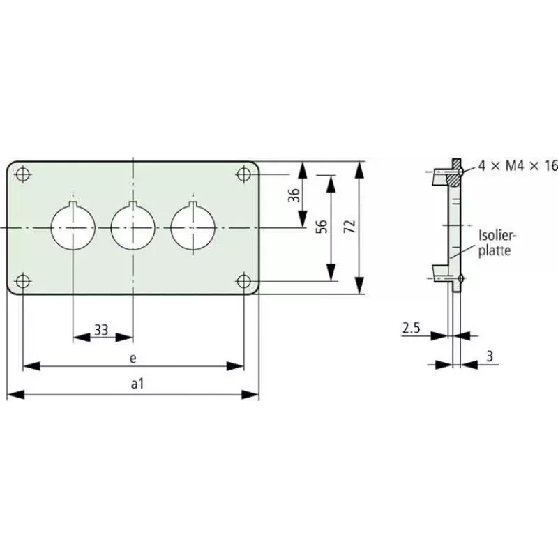 Eaton M22-E3Q aluminium behuizing voor bedieningsstation, grijs, 3 uitsparingen, IP65 216544